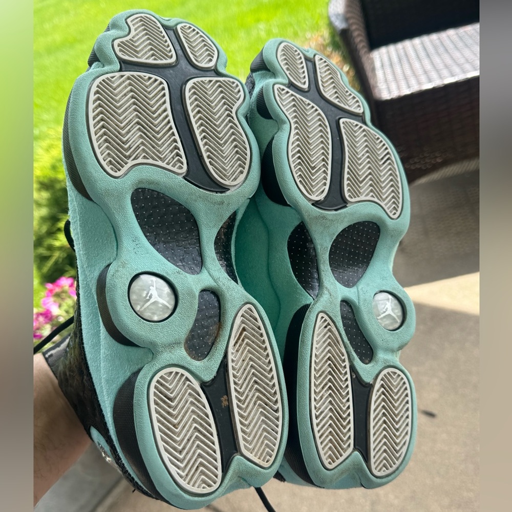 Black and Teal Men's Sneakers - Picture 2 of 6